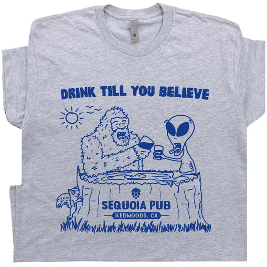 Bigfoot Beer Shirt Cool Alien Shirt Vintage Bar Pub T Shirt Weird Cryptozoology
