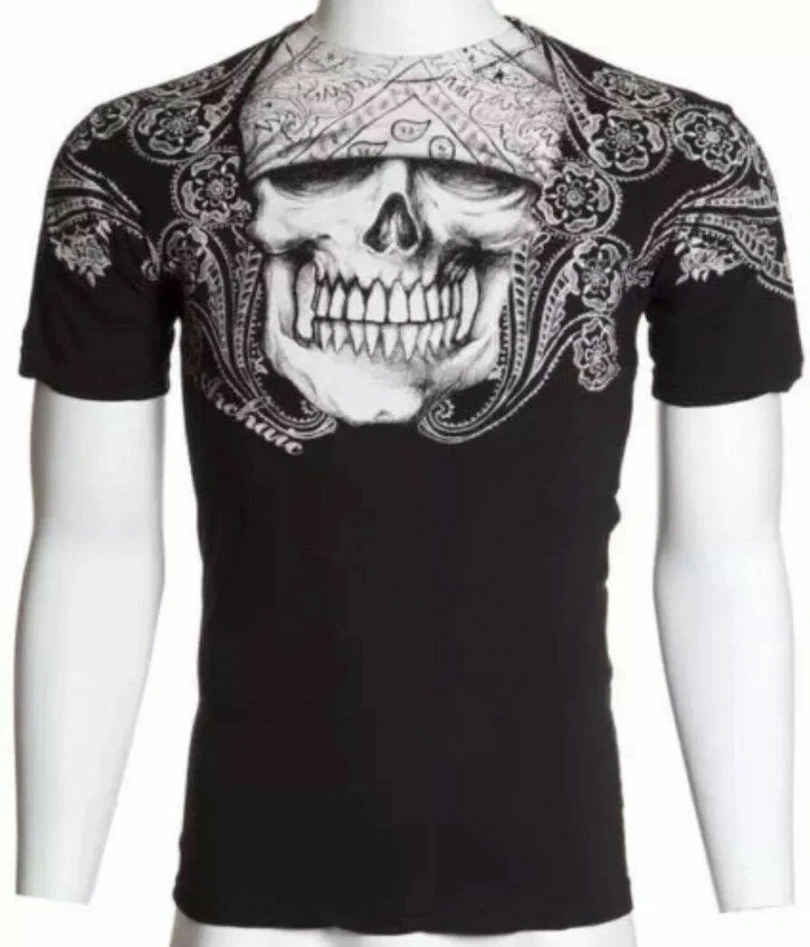 ARCHAIC by AFFLICTION Men's T-Shirt PAISLEY Cross Black Biker S-4XL $40 NWT