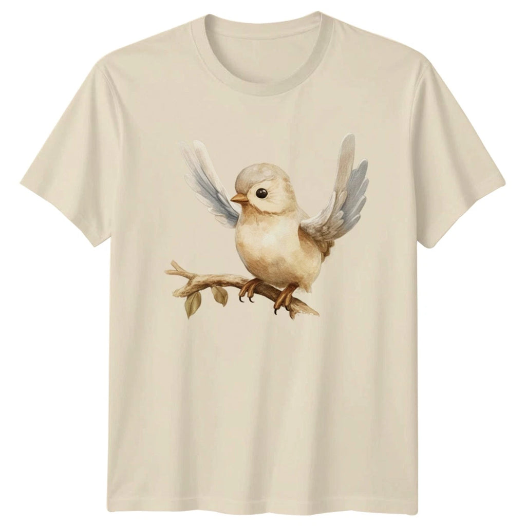 Cute Watercolor Bird On Branch T-Shirt Songbird Art Wildlife Nature