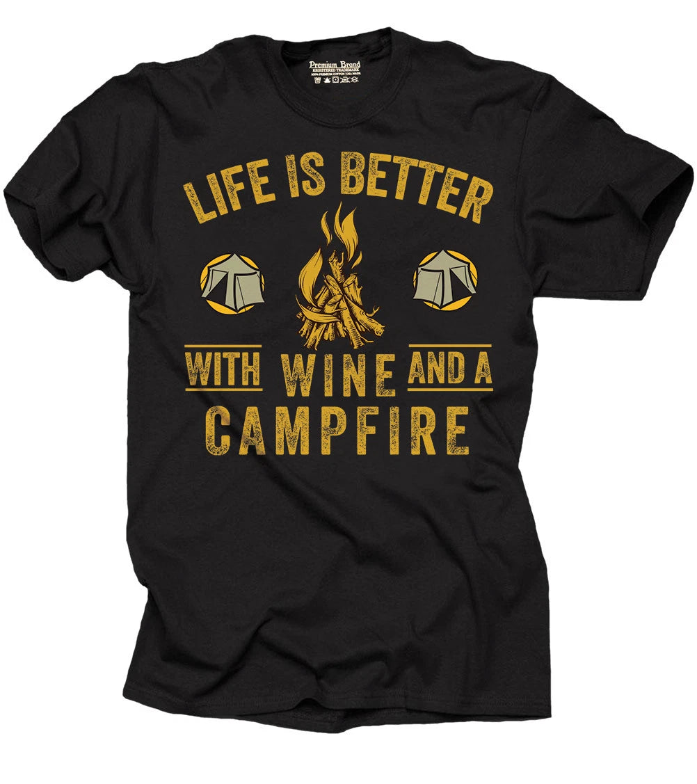 Wine T-shirt camping Camp Tee shirt fishing outdoor activities Tee shirt