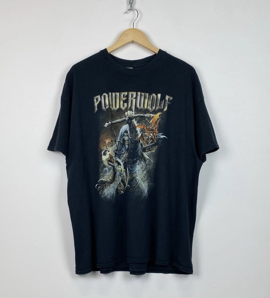 Powerwolf Rock Band T-Shirt Size XXL Top Short Sleeve Y2K Black Metal Tour Logo