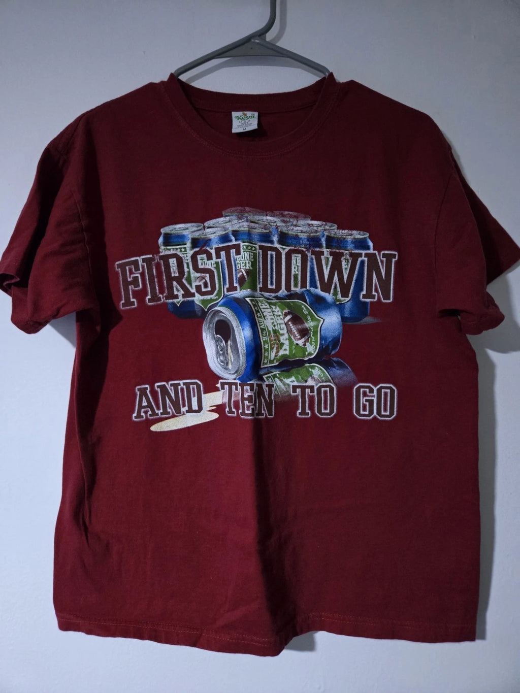 Medium Funny Beer Football T-Shirt