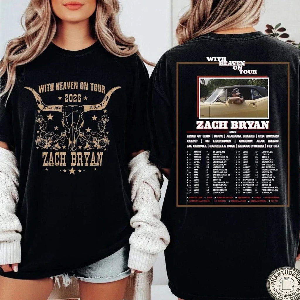 Zach Bryan Tour 2026 Heaven On Tour T-shirt FULL SIZE
