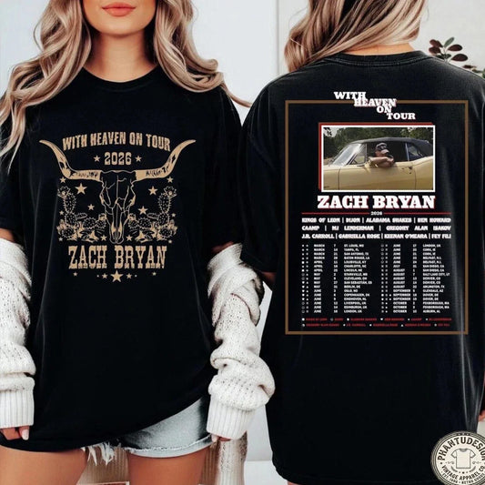 Zach Bryan Tour 2026 Heaven On Tour T-shirt FULL SIZE