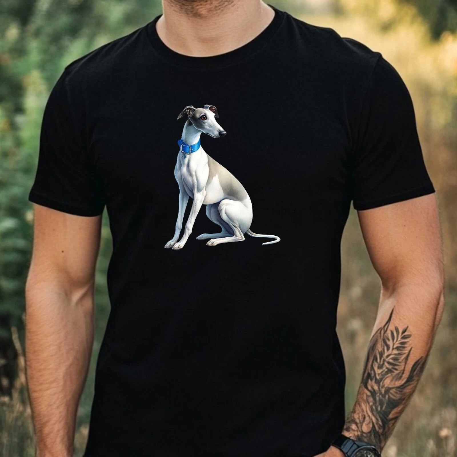 Mens Greyhound Print Cotton T-Shirt Size XS to 5XL