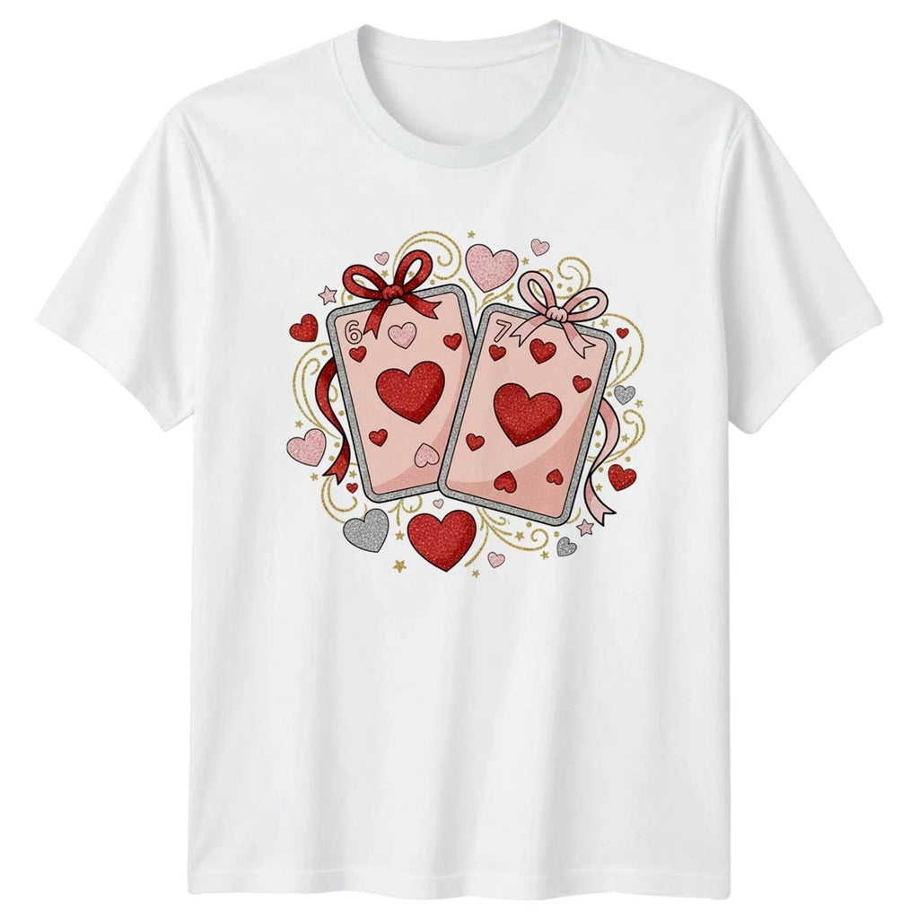 Glitter Heart Playing Cards Love Womens T-Shirt Valentines Aesthetic