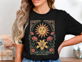 Floral Sun Art Nouveau T-Shirt, Vintage Aesthetic Sun Tee, Boho Retro Style Gift