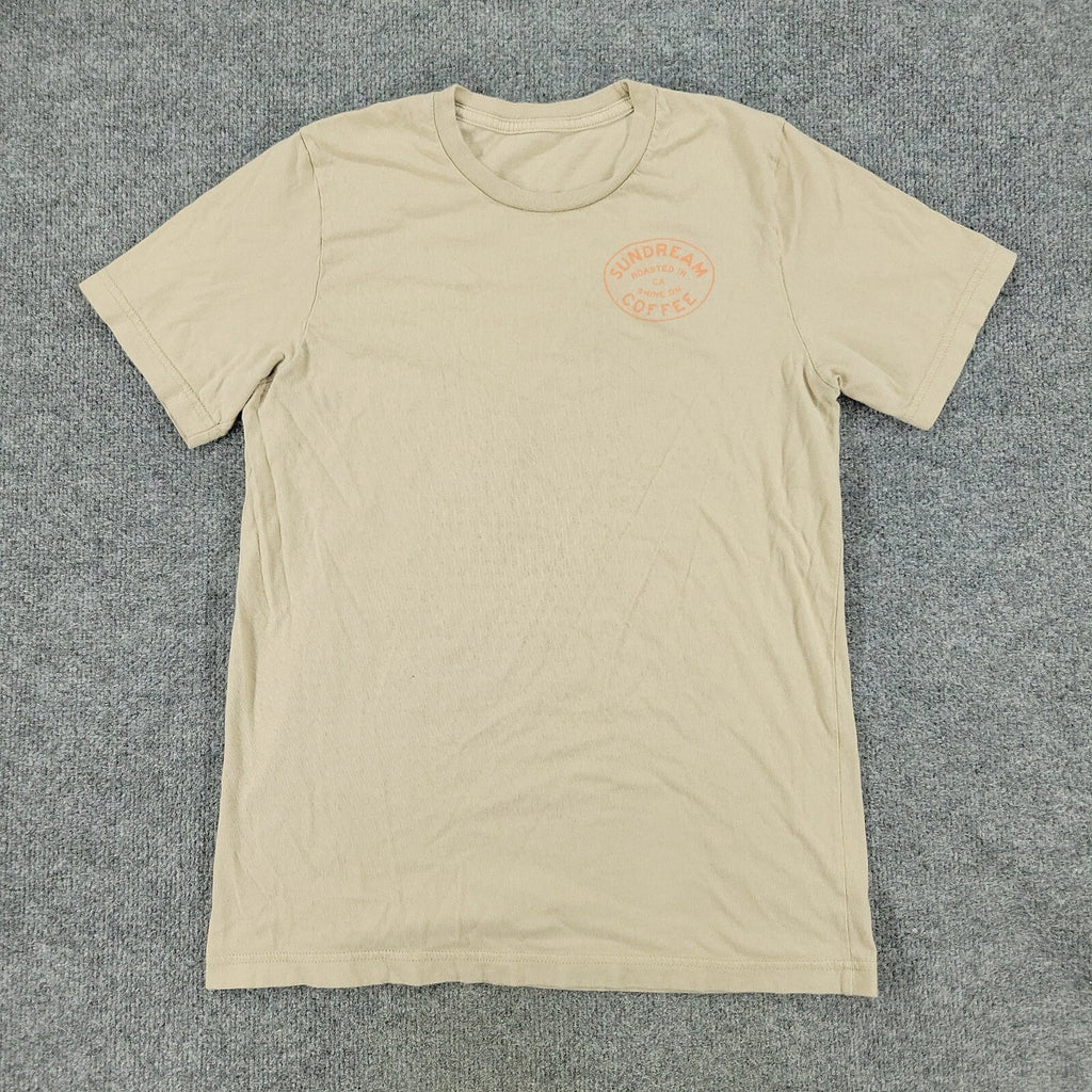 Sundream Coffee Shirt Men Medium Beige Graphic Tee Crew Neck Short Sleeve Adult