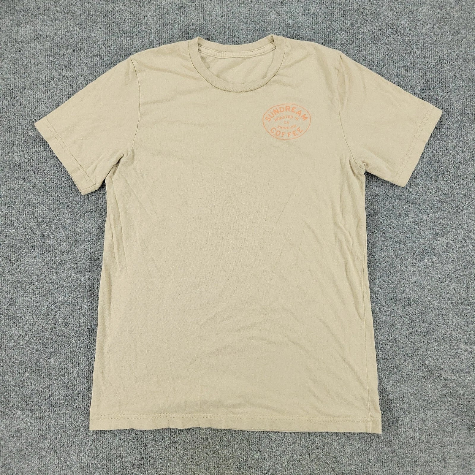 Sundream Coffee Shirt Men Medium Beige Graphic Tee Crew Neck Short Sleeve Adult