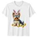 Cute Yorkshire Terrier Dog Wearing Bunny Womens T-Shirt Yorkie Easter Gift