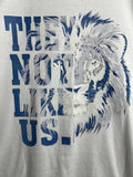Lion Graphic White T-Shirt, L - "THEY NOT LIKE US", everyday casual streetwear.