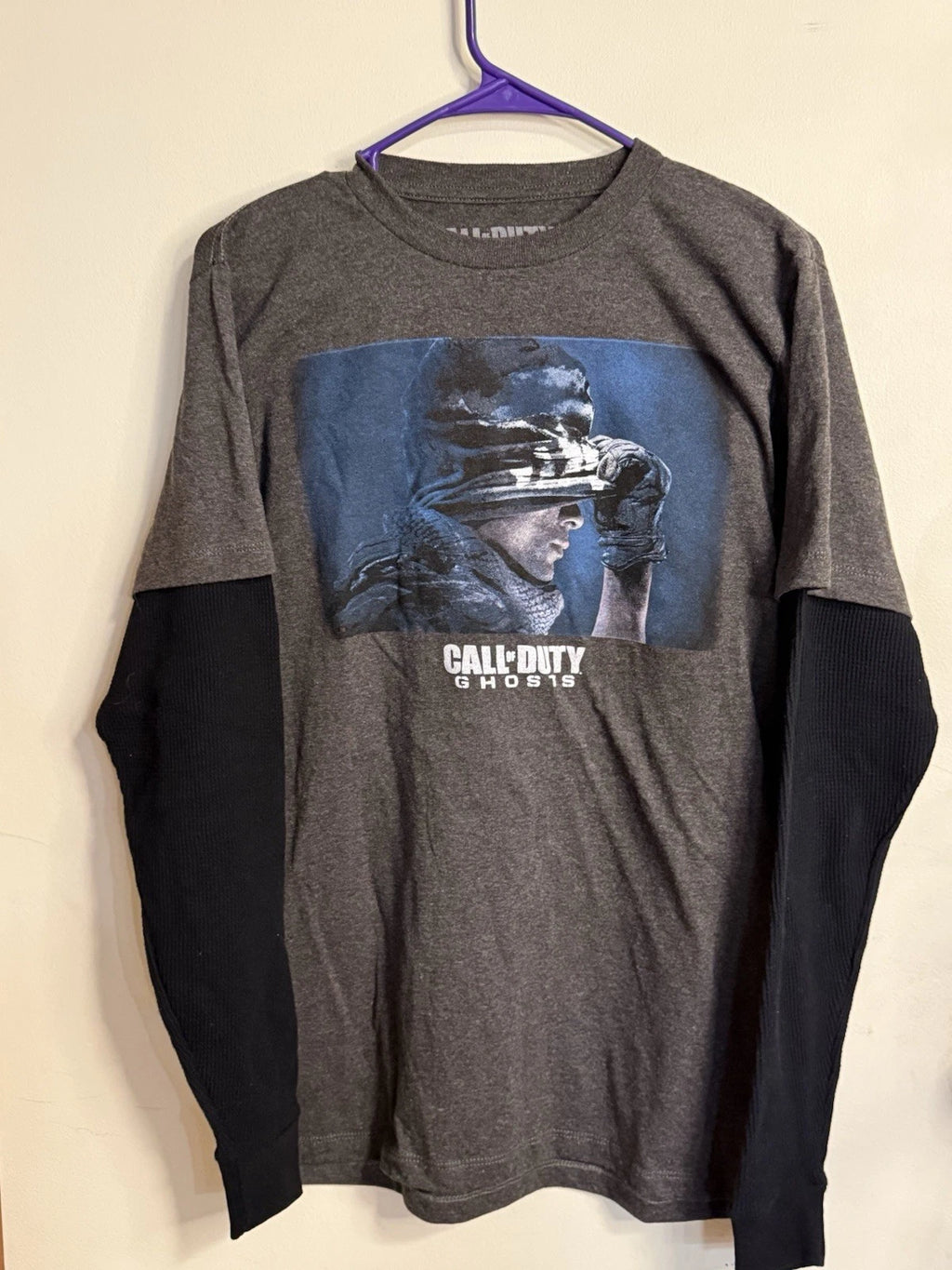 Men’s Medium Call Of Duty Ghosts Video Game Thermal Waffle Long Sleeves Shirt H