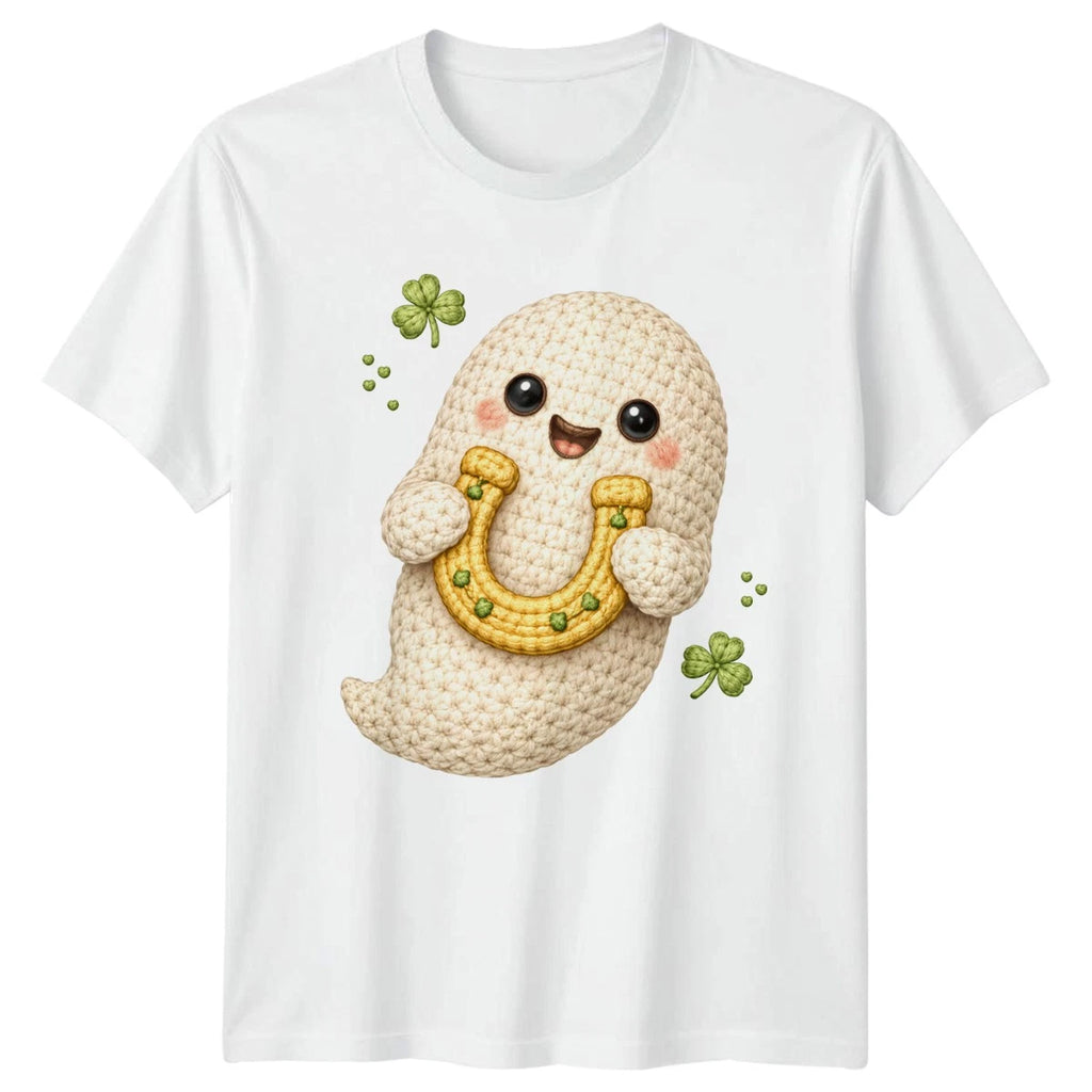 Cute Amigurumi Lucky Ghost Design T-Shirt St Patricks Day Luck Holidays