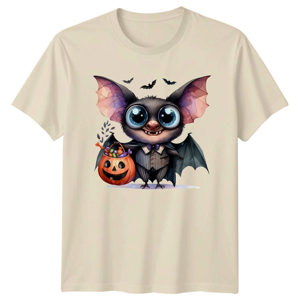 Cute Bat Halloween Holidays Mens T-Shirt Womens Tee Graphic Unisex Top