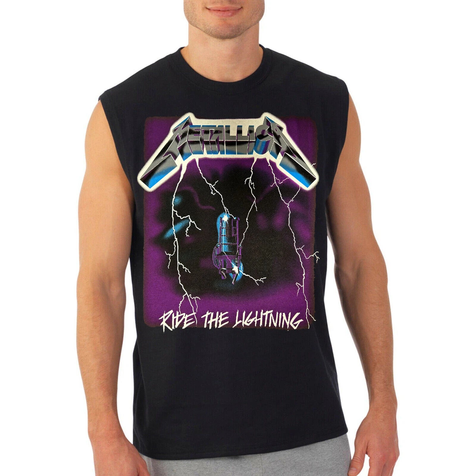 METALLICA RIDE THE LIGHTNING PUNK ROCK BAND BLACK MUSCLE SHIRT