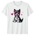 Cute Dog Wearing Heart Sunglasses Womens T-Shirt Terrier Dogs Pets