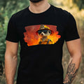 Men's Meerkat as Firefighter Motif Cotton T-Shirt Size XS to 5XL