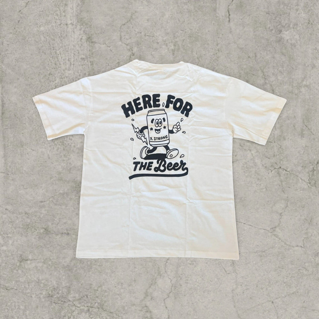 Beer vintage style T-shirt with back graphic in White. Size L.