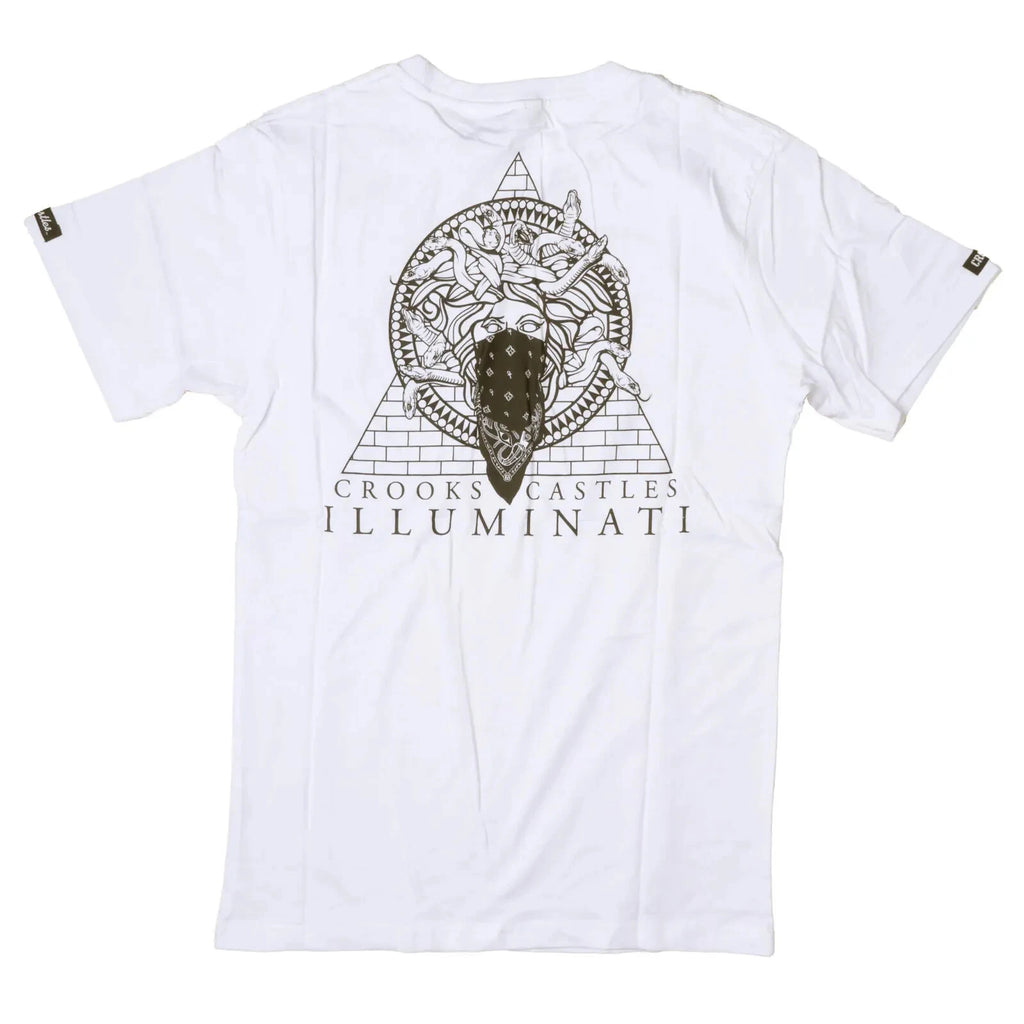 "Crooks & Castles Illuminati White T-Shirt: Cutting Edge Streetwear for Men"