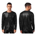 Men's Sparkle Sequin T-Shirts Long Sleeve Shiny Nightclub Tops Party AU