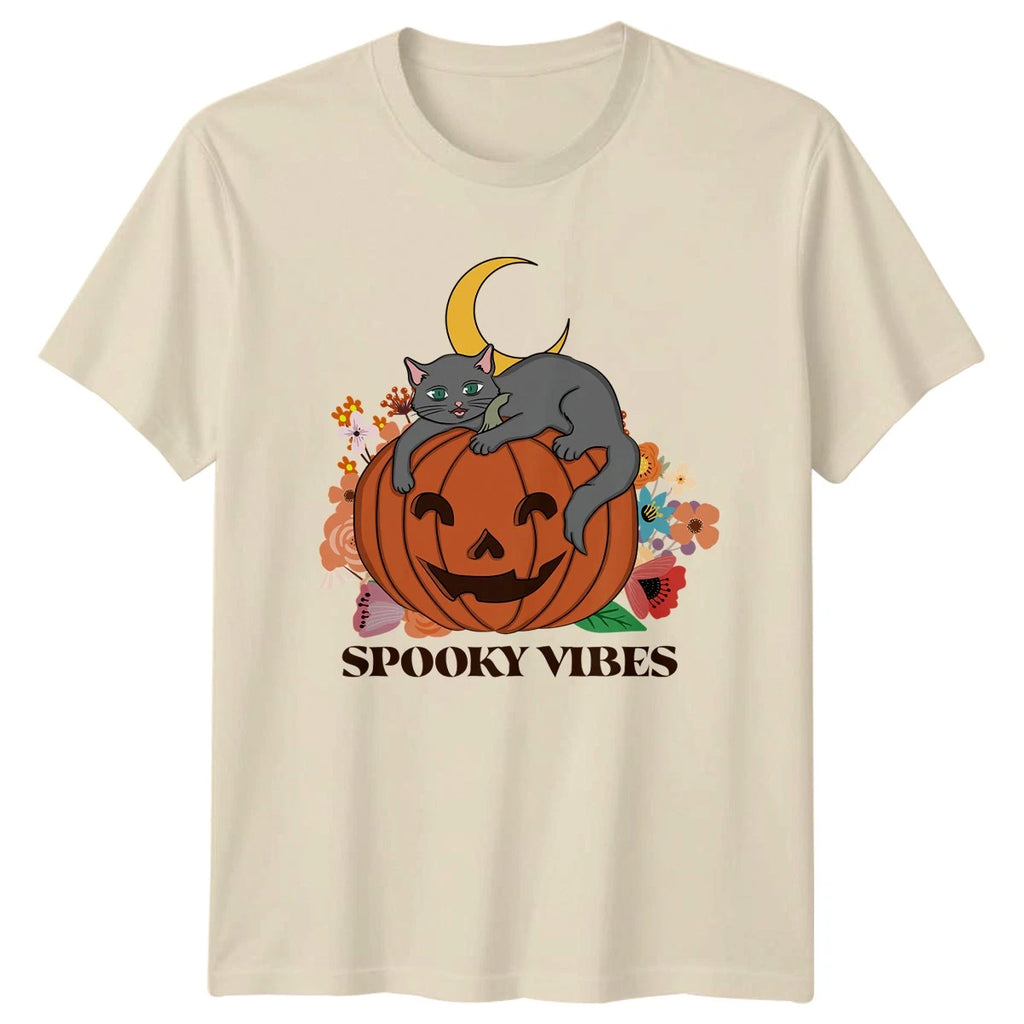 Spooky Vibes T-Shirt Spooky Cute Cat Halloween Gift For Him And Her