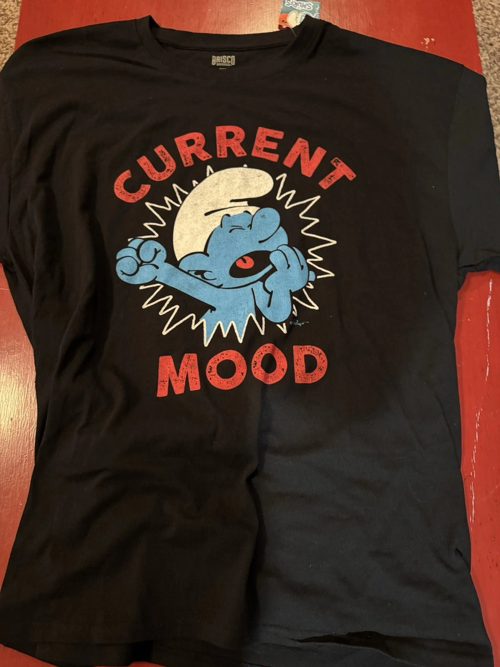 Smurfs Lazy Smurf Current Mood T-Shirt Tee Shirt Men's Size 2XL Black New