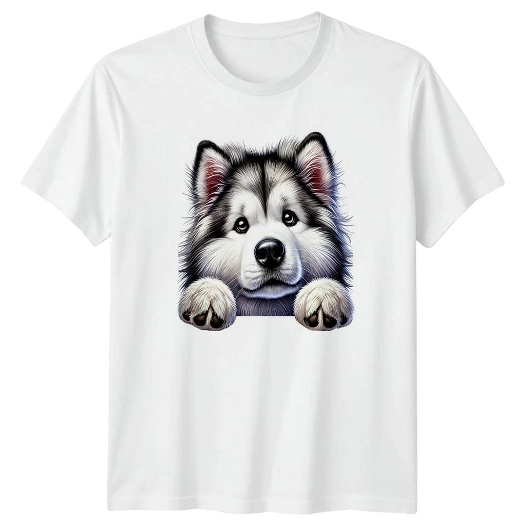 Cute Fluffy Malamute Puppy Dog T-Shirt Alaskan Malamute Pet Birthday Gift