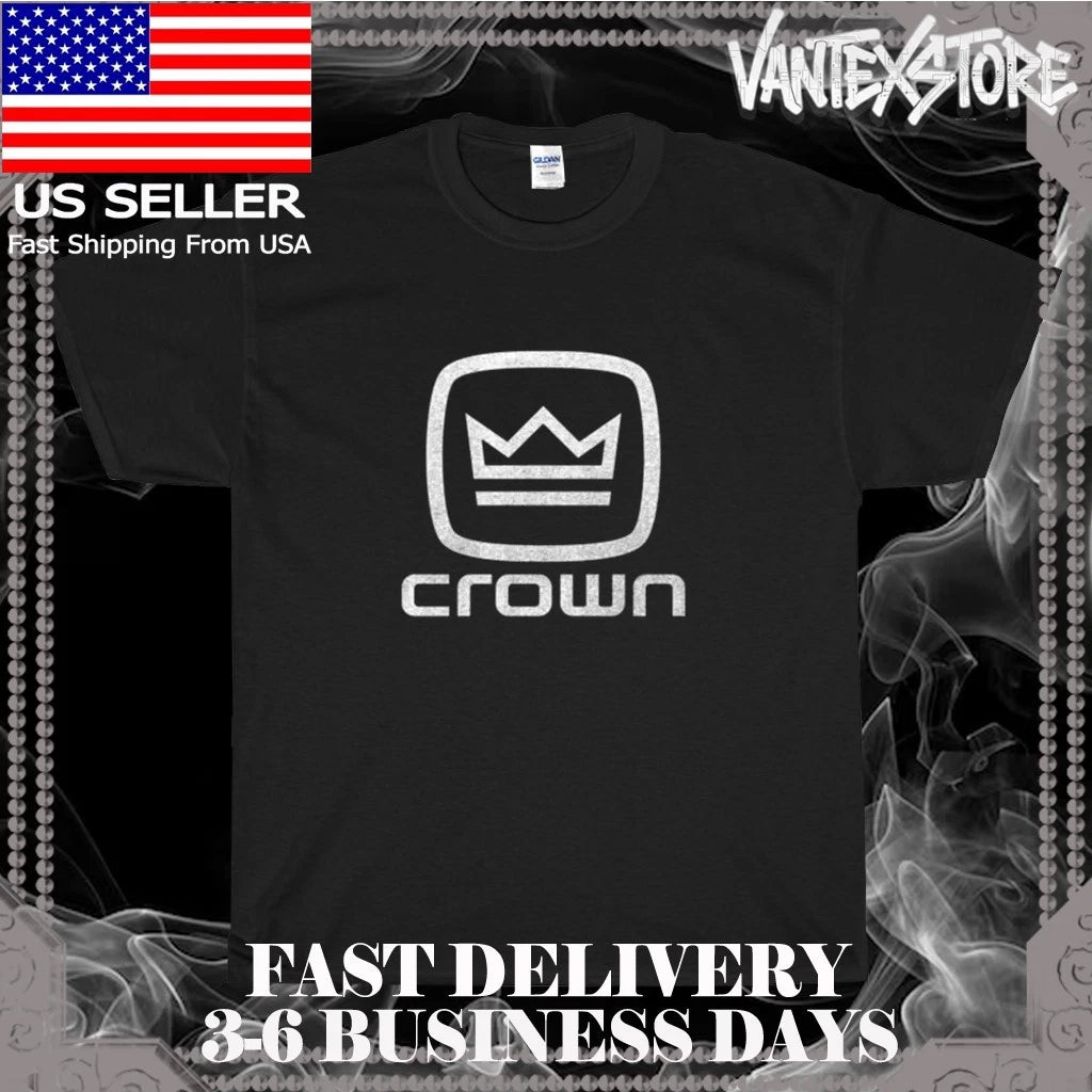 NEW SHIRT CROWN AUDIO AMPLIFIER LOGO MEN'S T-SHIRT FUNNY AMERICAN USA SIZE S-5XL
