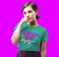 My Happy Place is on My Knees Adult T-Shirt. For Submissive Kink Playtime.
