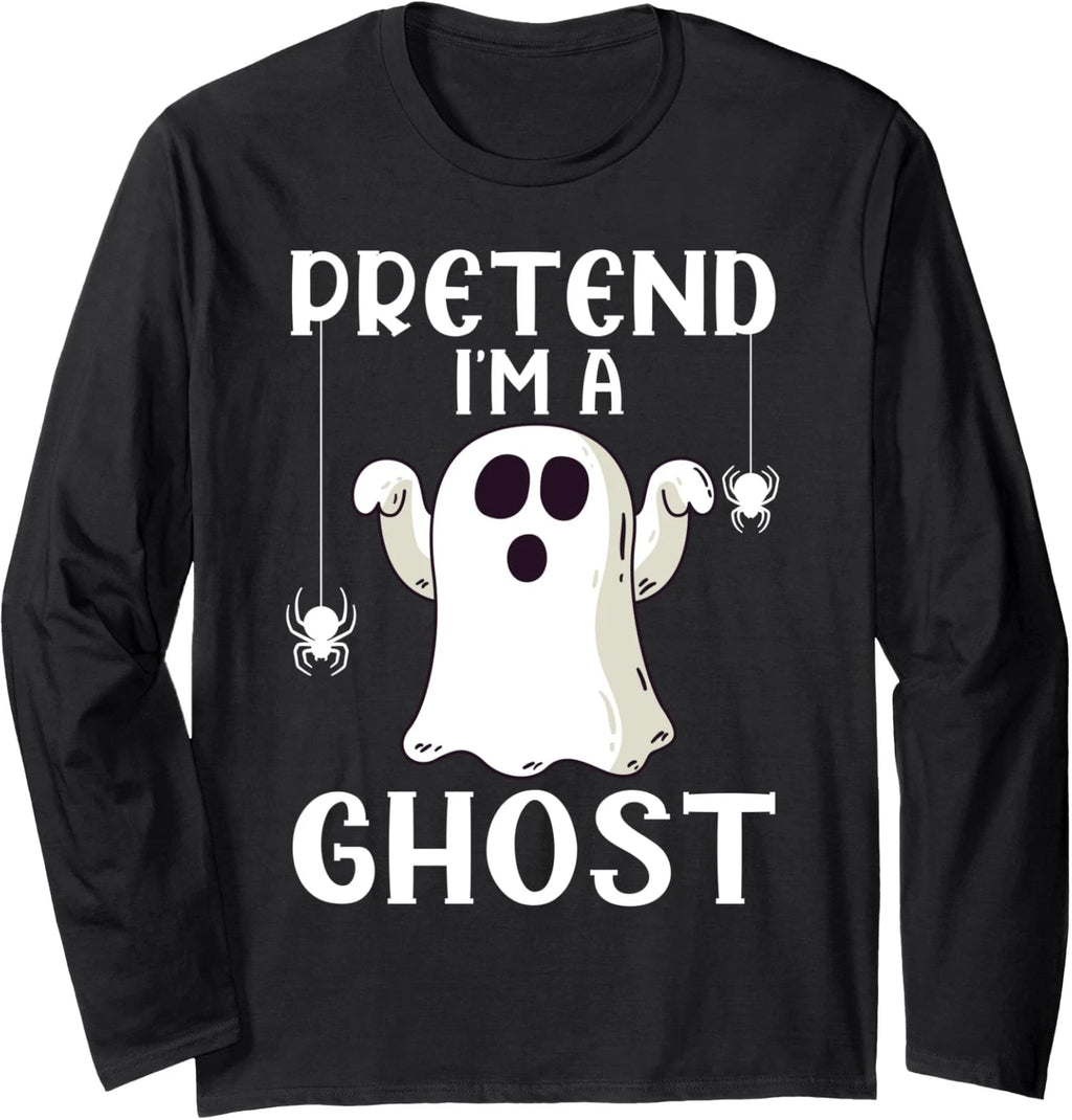 Funny Pretend I'm A Ghost Lazy Halloween Costume Long Sleeve T-Shirt