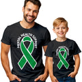 Mens Kids Green Ribbon Mental Health Awareness T-Shirt Tee Anxiety Wellness #MHA