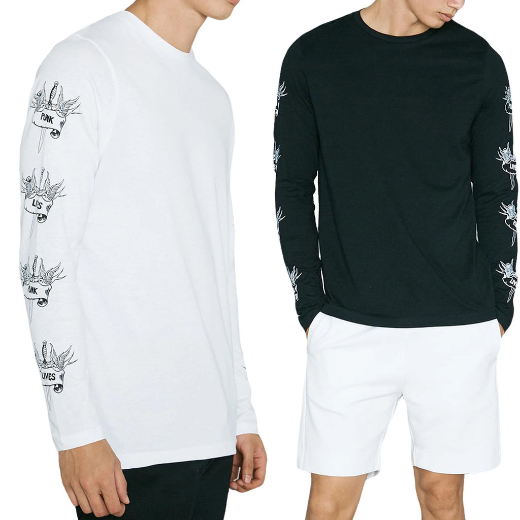 Mens Long Sleeve T Shirts Crew Neck Stretchable 100% Cotton Tee Shirt Brave Soul