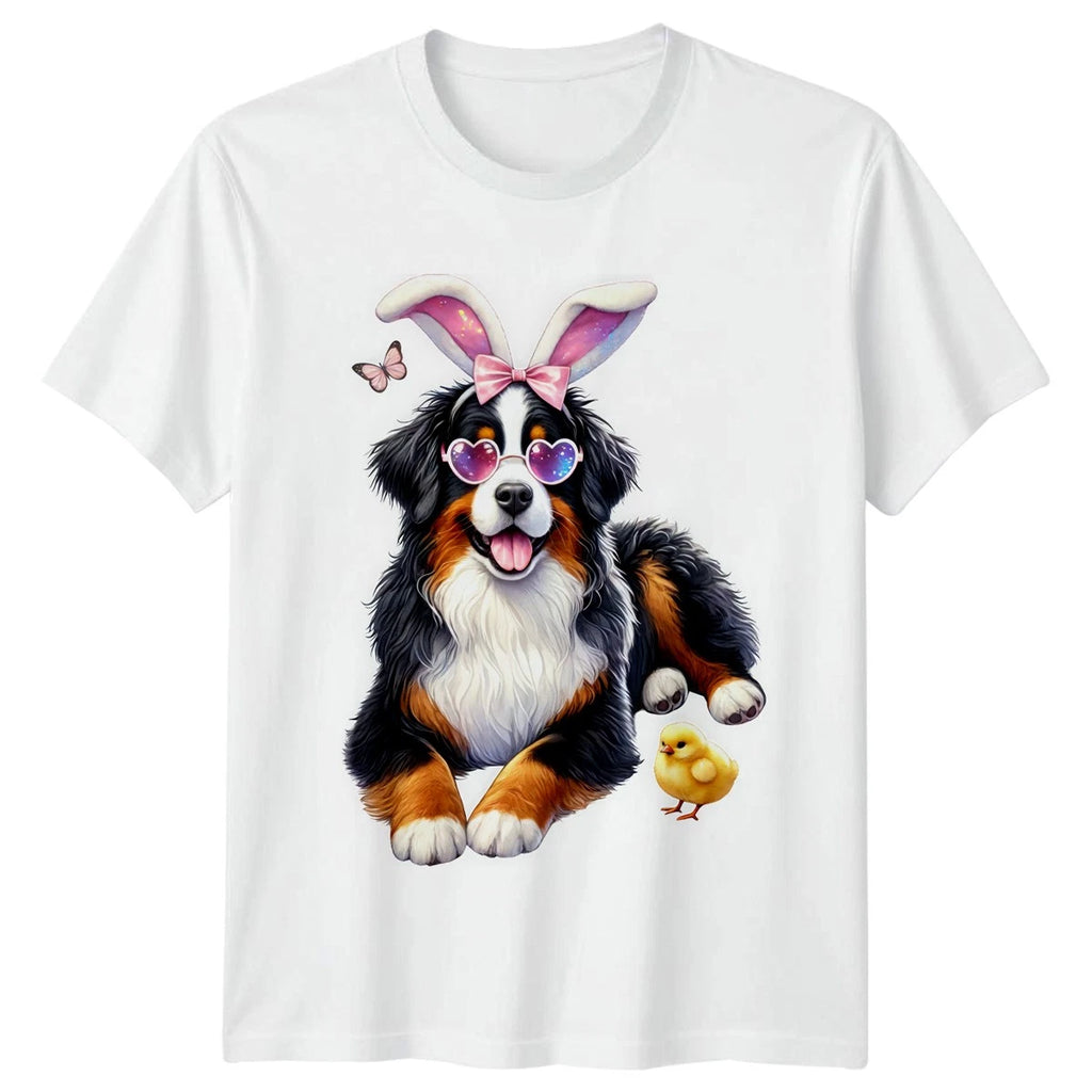 Cute Bernese Mountain Dog Easter Bunny Dog Womens T-Shirt Bernese Mountain