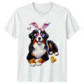 Cute Bernese Mountain Dog Easter Bunny Dog Womens T-Shirt Bernese Mountain