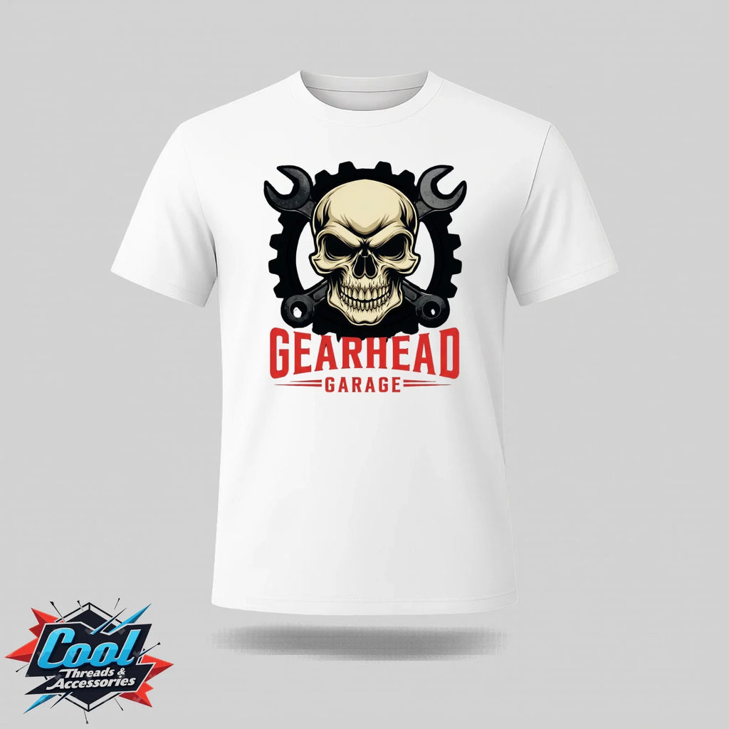 Cool Threads Unisex T Shirt Gearhead Garage Skull Wrenches Mechanic