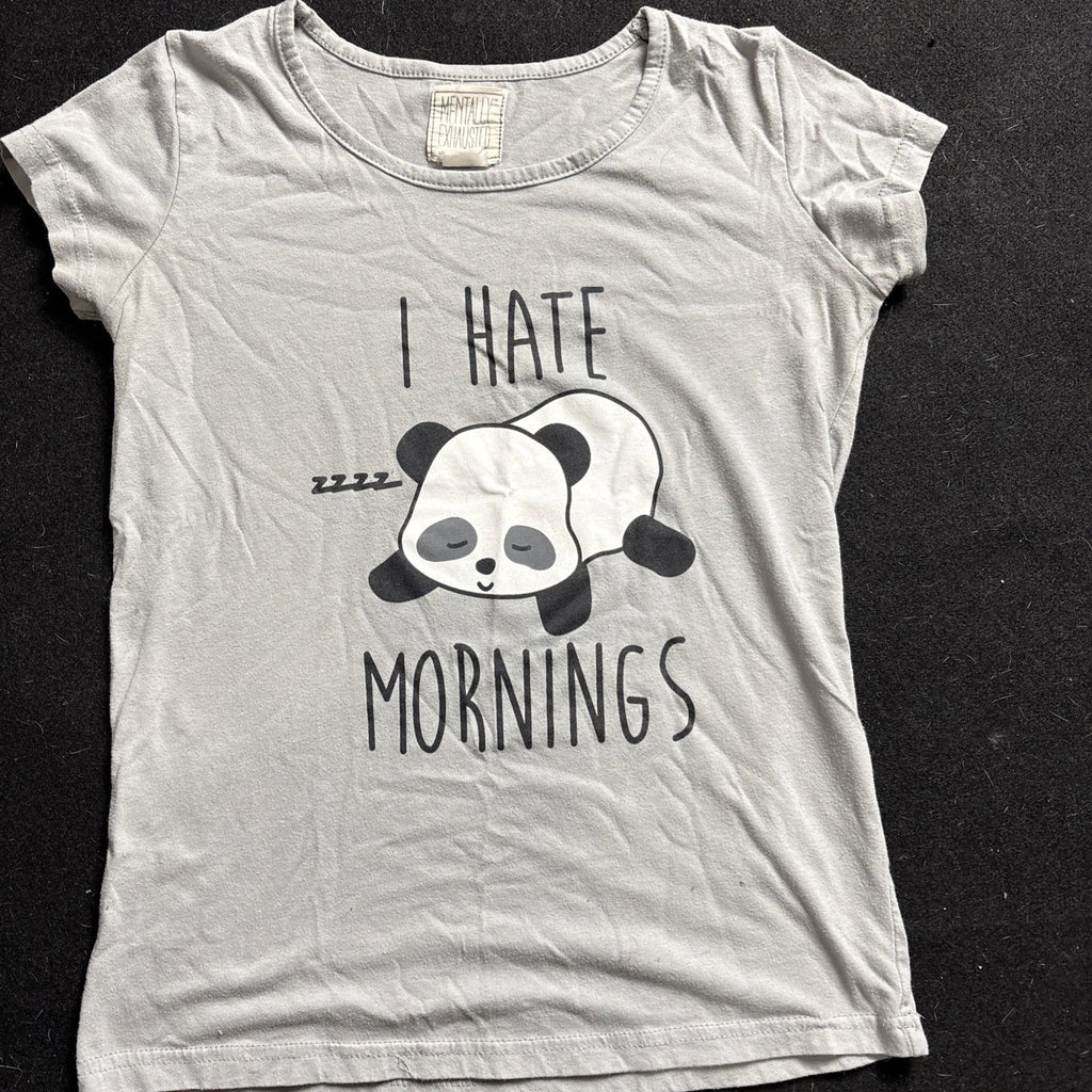 I Hate Mornings Sleepy Lazy Present Gift Panda Womens  T-Shirt Small