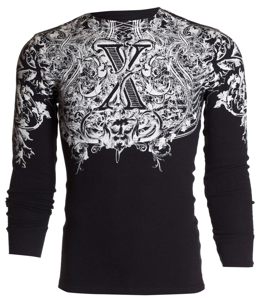 Xtreme Couture by Affliction Men's Thermal Shirt Autumn Biker Tattoo
