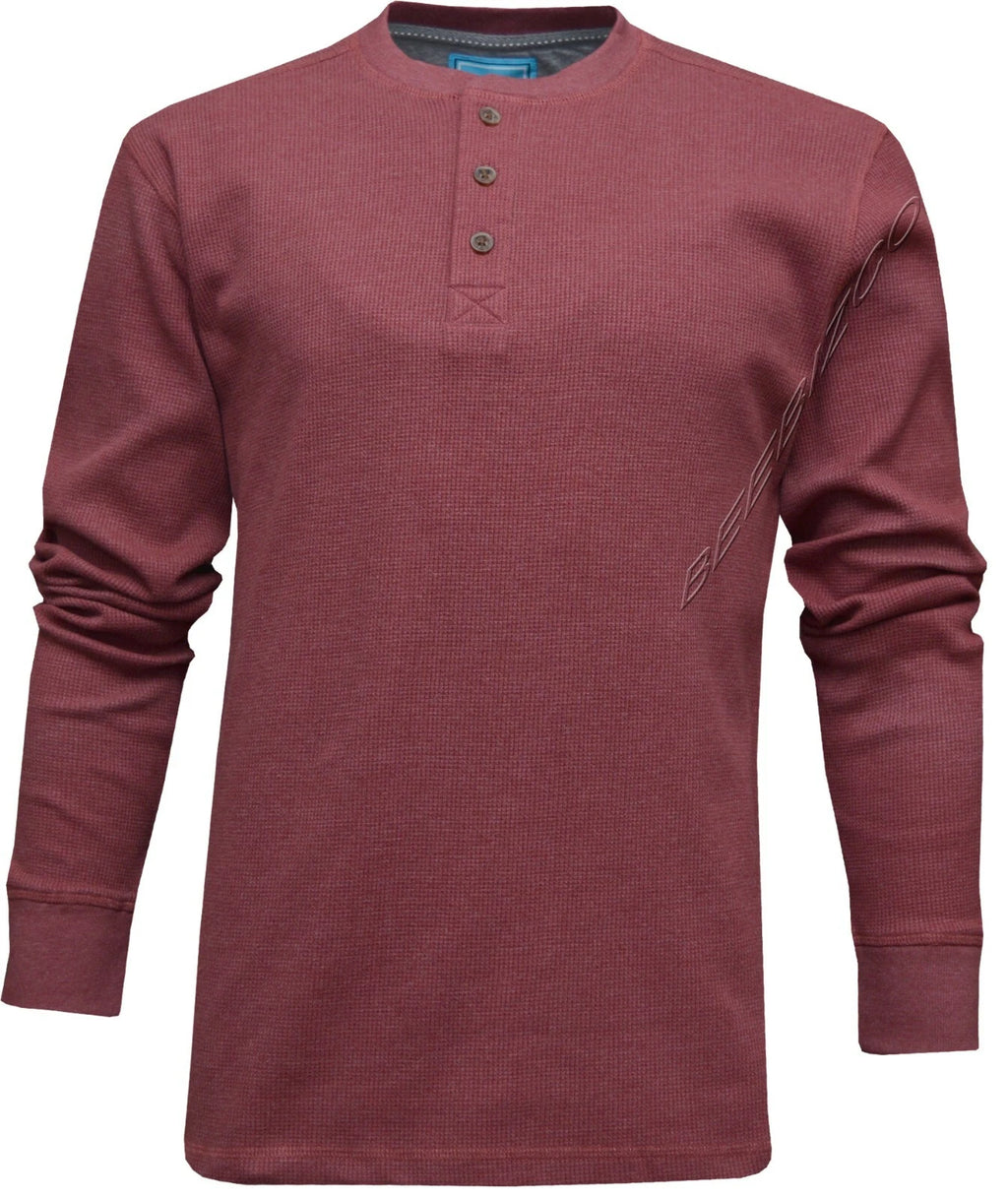 Mens Henley Jumper Top Grandad Neck Plain Waffle Knit T-shirt M-3XL by Beebizco