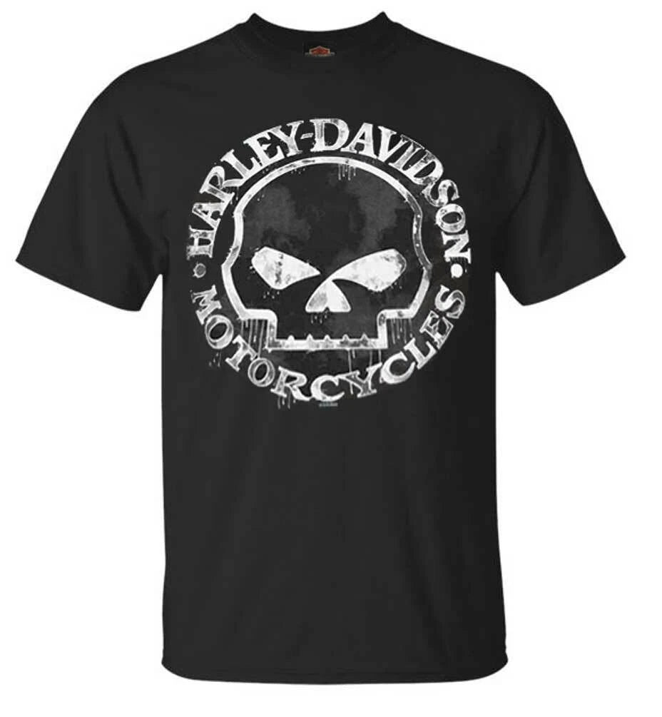 Harley-Davidson Men's T-Shirt, Hand Made Willie G Skull Distressed 30294030