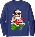 Meme Six Seven Santa Funny Christmas Gen Z Meme Long Sleeve T-Shirt