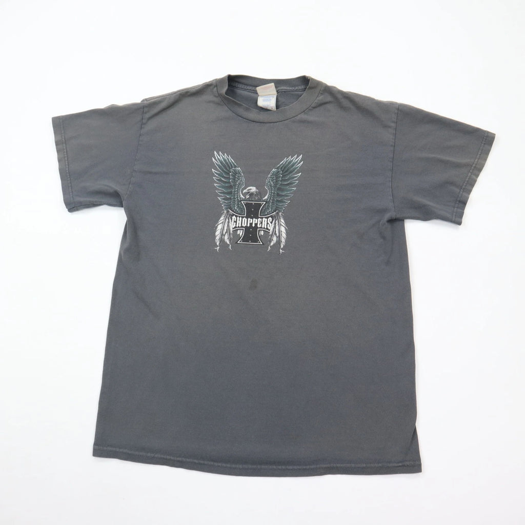 Vintage Y2K Choppers T-Shirt Men's Medium Gray Eagle Dream Catcher Grunge Biker
