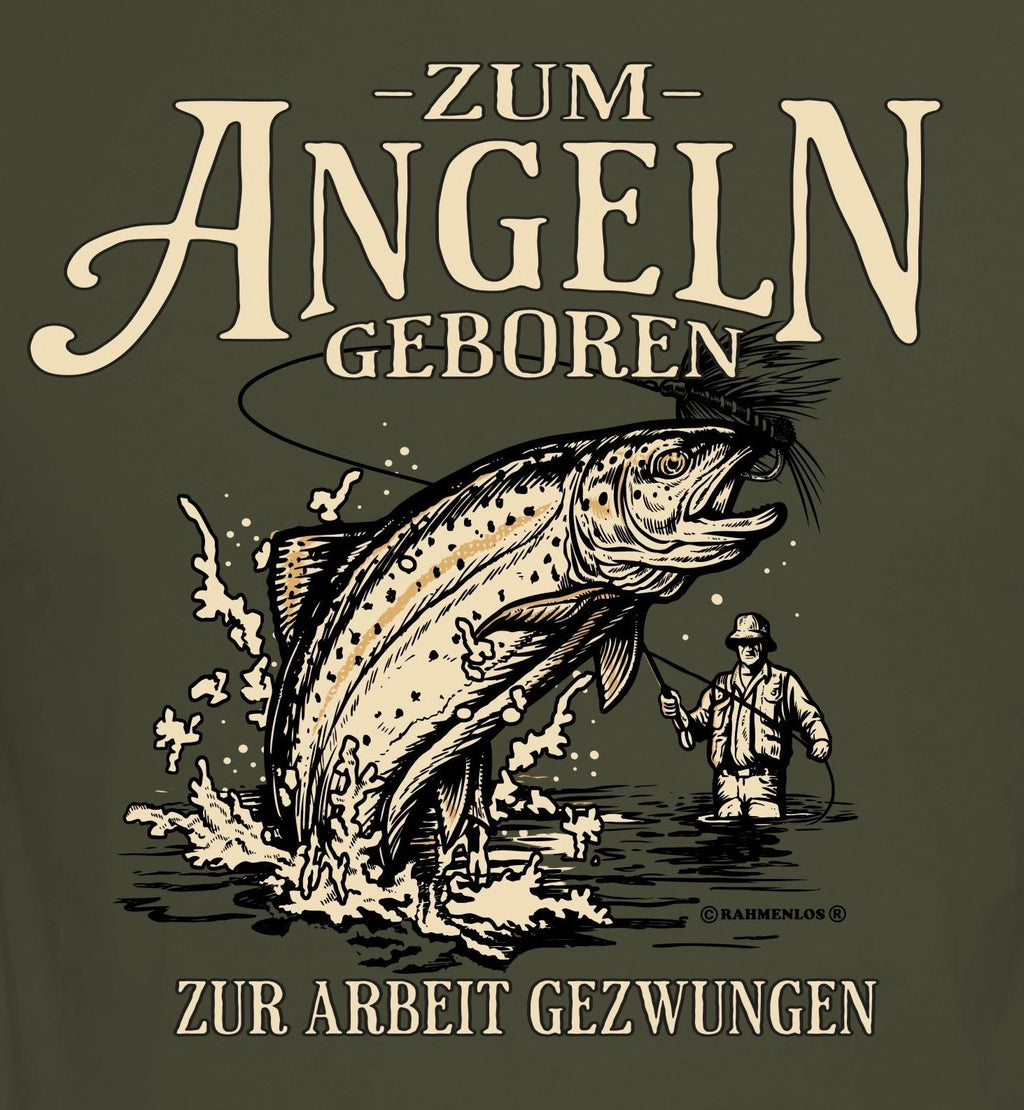 Mens Anglers T-Shirt Born To Fishing Funny Sayings Shirts Men Gifts