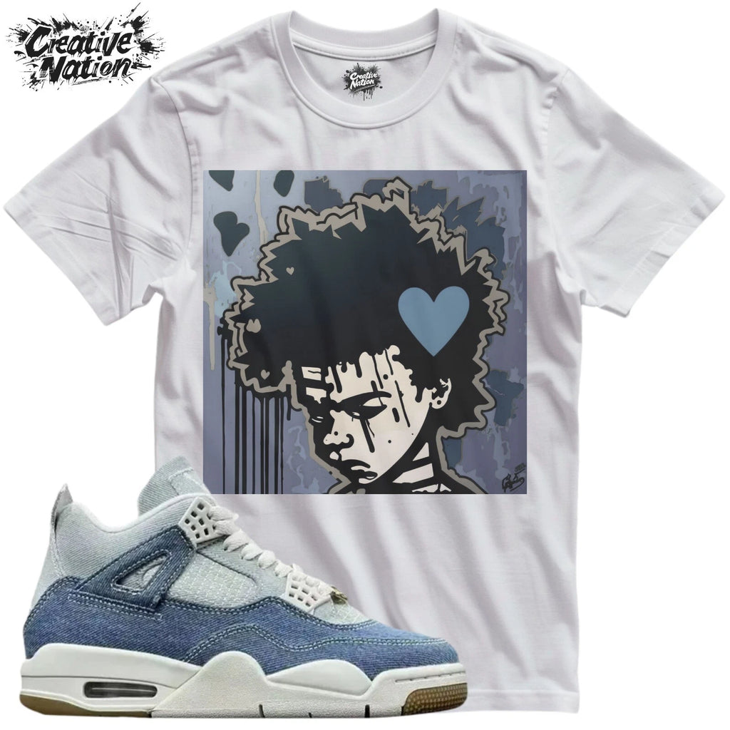 Shirt To Match 4 TEX Denim Worn Blue Unisex Tee Sneaker Shirt Afro Shirt