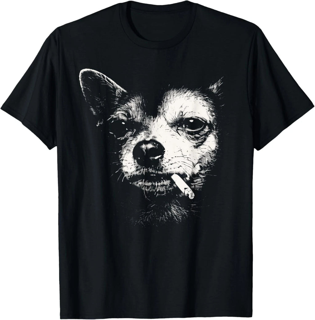 Dog Smoking Cigarette Funny Chihuahua Meme T-Shirt