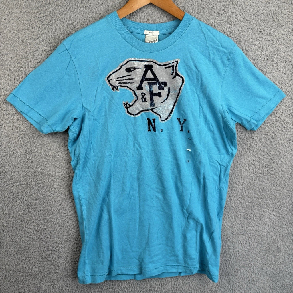Vintage Abercrombie & Fitch NY Muscle T-Shirt Mens Medium Turquoise Tee Y2K *NEW