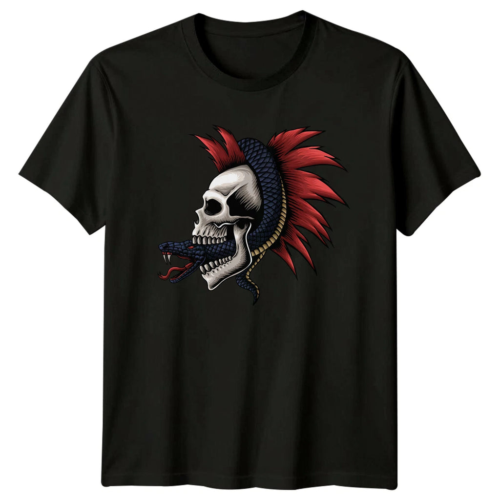 Skull Snake Mohawk Gothic Mens T-Shirt Ladies Tee Graphic Unisex Top