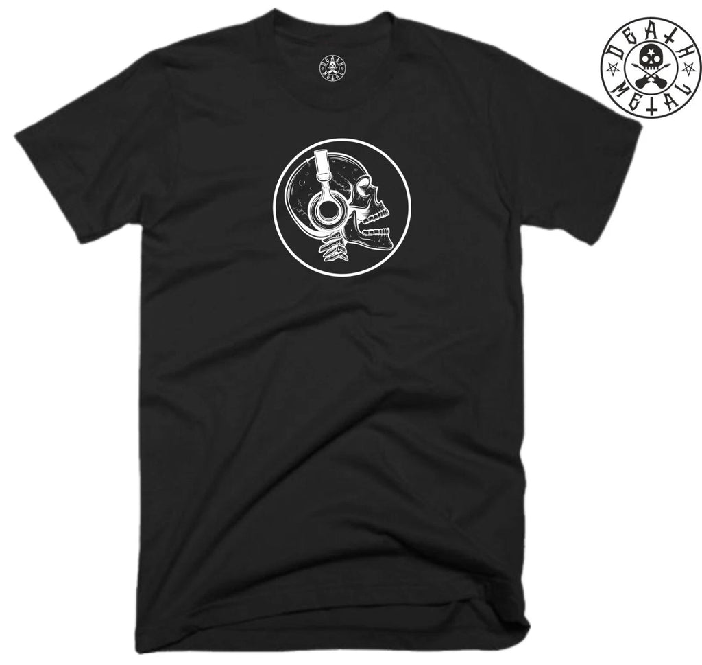 Skull Headphones T Shirt Music Clothing Rock Punk Band Fans Retro Classic Top