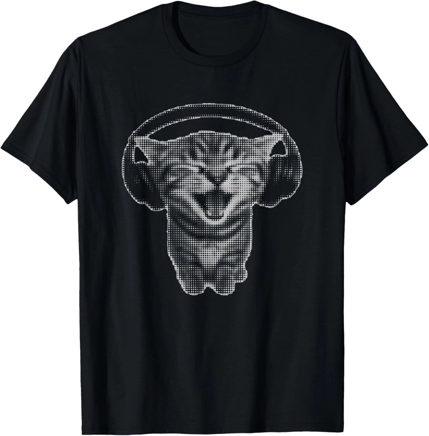 Cute Headphones Cat Funny y2k Grunge Silly Graphic T-Shirt