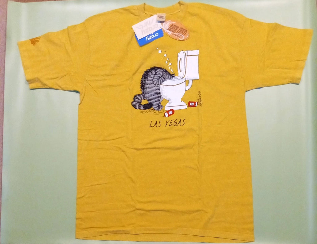 Crazy Shirts Kliban T-shirt, Hangover cat  (Las Vegas) NEW WTags, XXL Beer-dyed