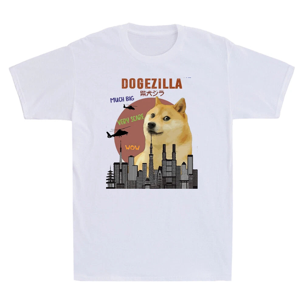 Dogezilla T-Shirt Funny Doge Meme Shiba Inu Dog Sunset Vintage Men's T-Shirt Tee